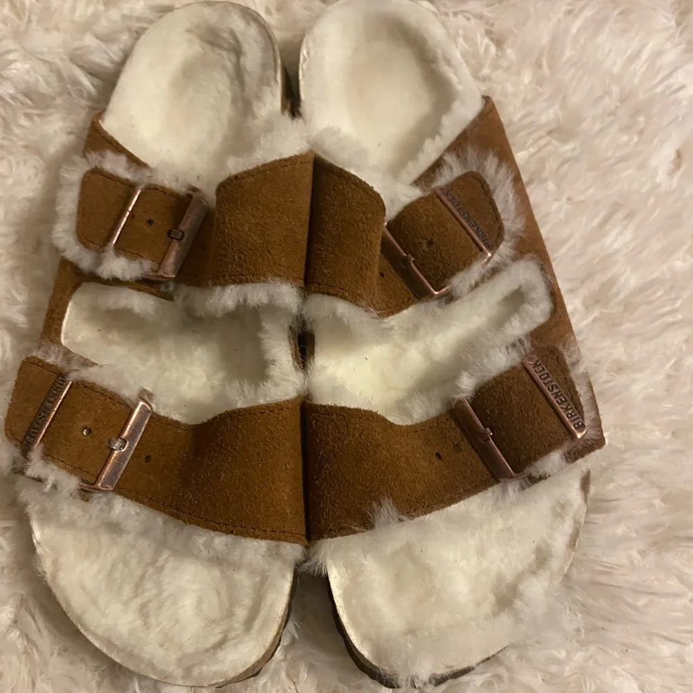 Birkenstock Arizona Genuine Shearling Lined Slide